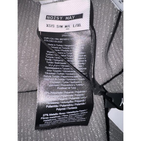 Noisy May Womens Size M/L Ribbed Sparkle Romper in Charcoal Gray Metallic NEW - Picture 7 of 9